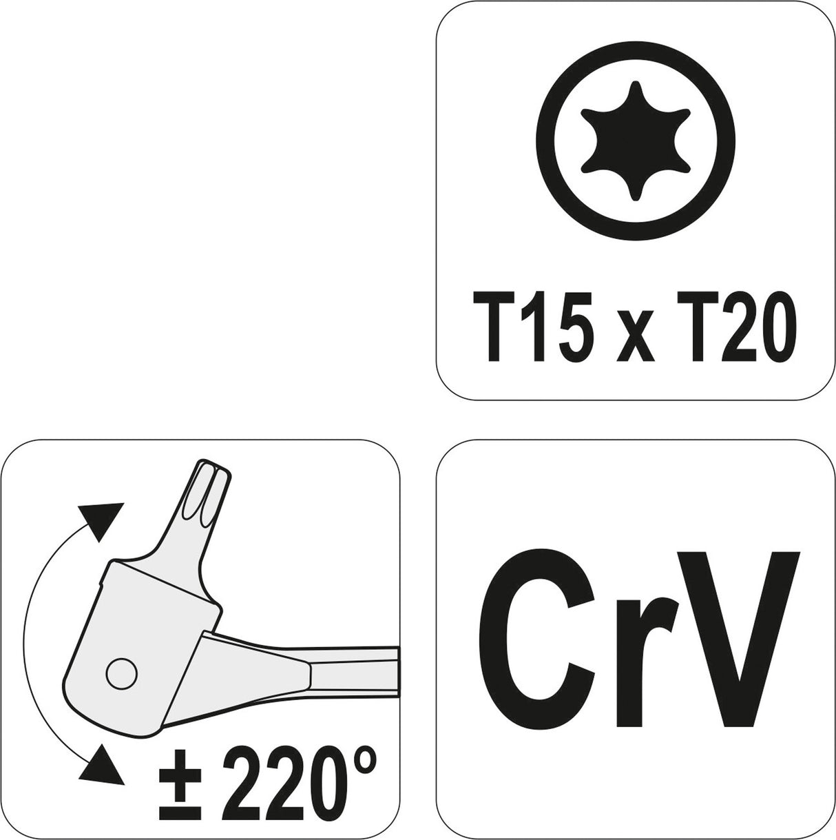 TORX DOUBLE HEAD FLEXIBLE WRENCH T15XT20 (YT-05311)