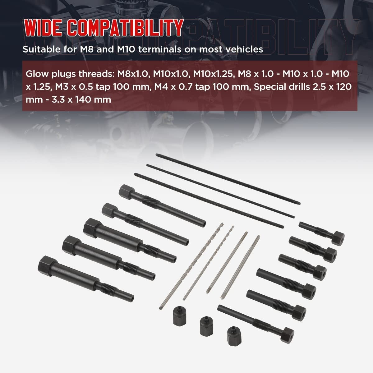 GLOW PLUG ELECTRODE REMOVAL TOOL SET | M8 / M10 (VS315)