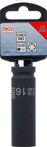 IMPACT SOCKET HEXAGON, DEEP | 12.5 MM (1/2") DRIVE | 16 MM (7216)