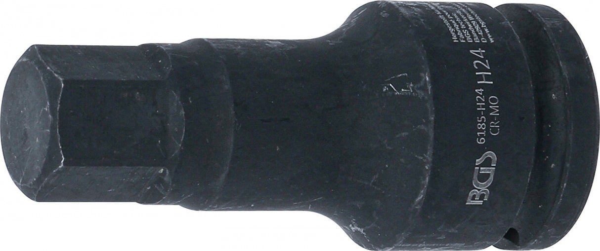 IMPACT BIT SOCKET | LENGTH 100 MM | 20 MM (3/4") DRIVE | INTERNAL HEXAGON 24 MM (6185-H24)