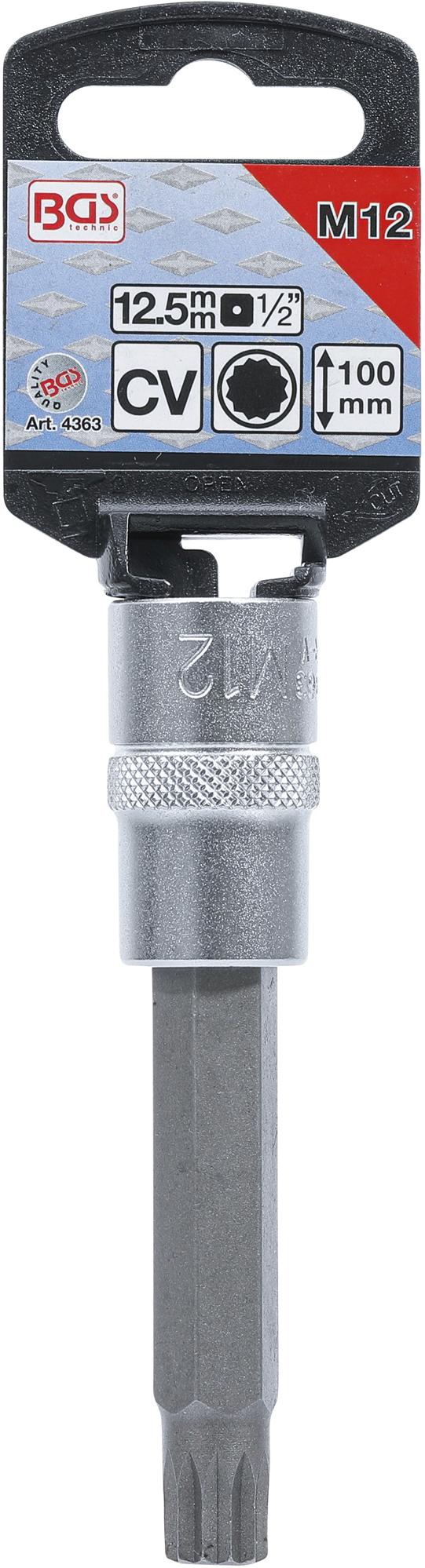 BIT SOCKET | LENGTH 100 MM | 12.5 MM (1/2") DRIVE | SPLINE (FOR XZN) | M12 (4363)