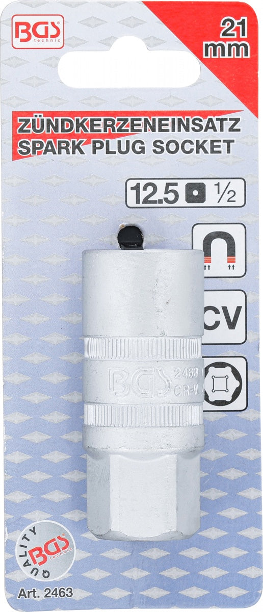 SPARK PLUG SOCKET WITH MAGNET, HEXAGON | 12.5 MM (1/2") DRIVE | 21 MM (2463)