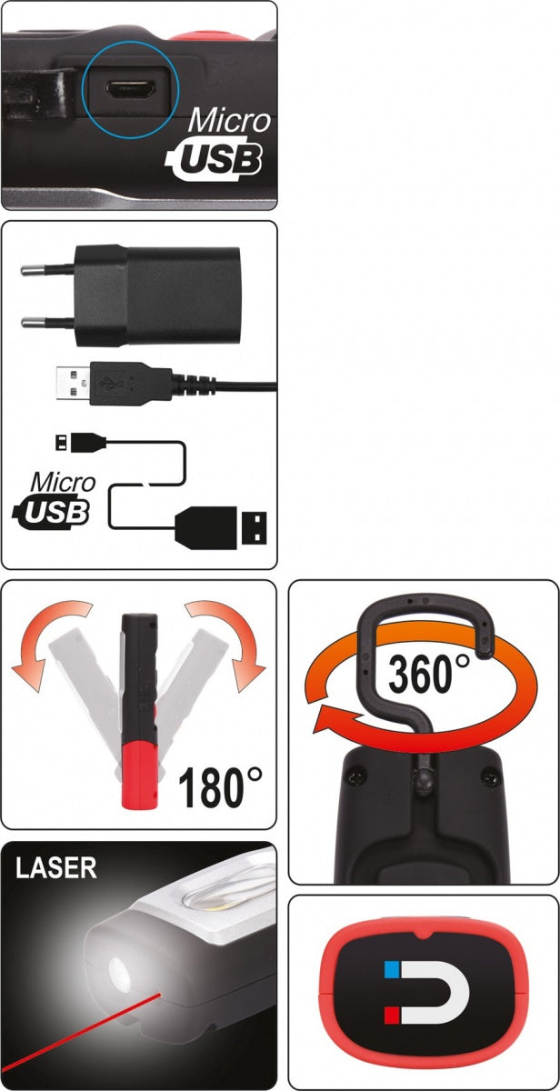 WORK LAMP RECHARGEABLE | 2W COB, 200LM + 80LM (YT-08501)