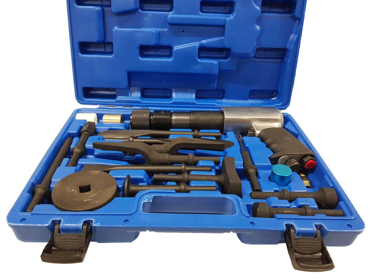 VIBRO / IMPACT CHISEL / PUNCH / REMOVER SET WITH PNEUMATIC HAMMER | 16 PCS. (H2316)