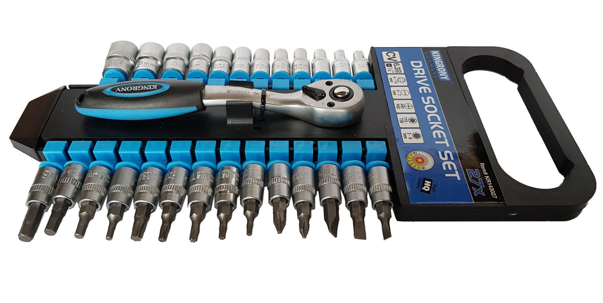SOCKET AND BIT SET WITH RATCHET | 6.3 MM (1/4") | 4-13 MM | 27 PCS. (KR143027)
