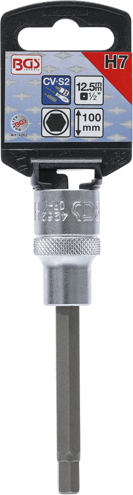 BIT SOCKET | LENGTH 100 MM | 12.5 MM (1/2") DRIVE | INTERNAL HEXAGON 7 MM (4262)