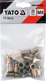 THREADED STEEL RIVET NUTS M8, 20PCS (YT-36474)