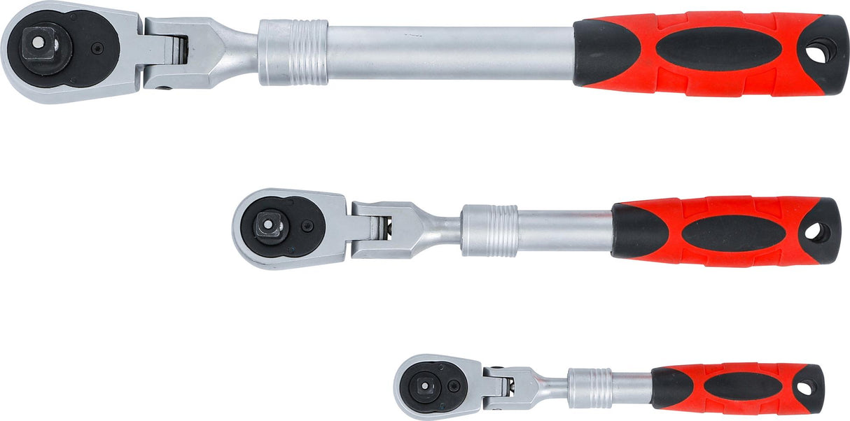 REVERSIBLE RATCHET SET | EXTENDABLE, BENDABLE | 6.3 MM (1/4") - 10 MM (3/8") - 12.5 MM (1/2") | 3 PCS. (72114)