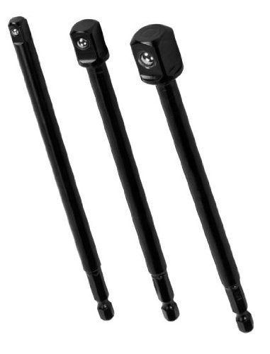 LONG ADAPTER SET FROM 1/4" (6.3 MM) TO SOCKETS 1/4" - 3/8" - 1/2", 150 MM (SA03)