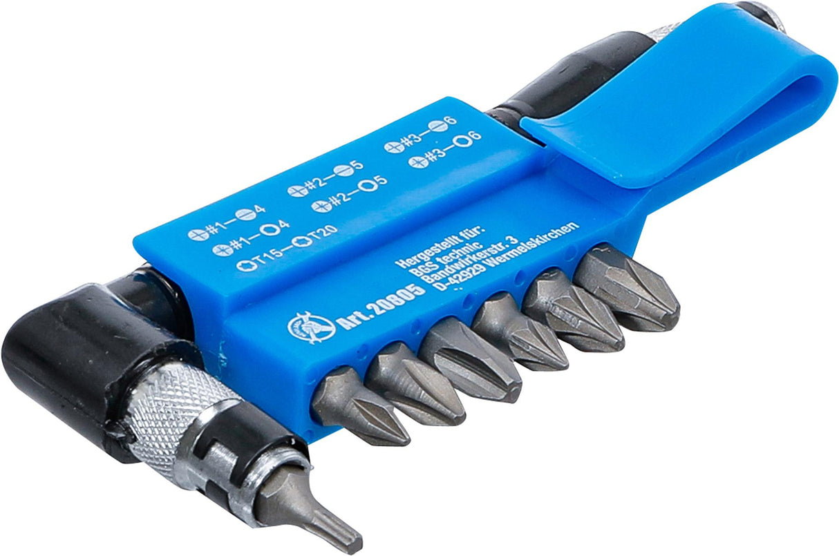 ANGLED SCREWDRIVER WITH 7 DOUBLE ENDED BITS | 6.3 MM (1/4") DRIVE | 8 PCS. (20805)