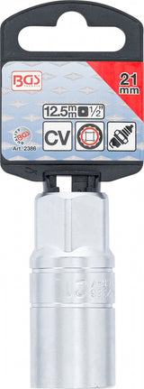 SPARK PLUG SOCKET WITH RUBBER MOUNT, 12-POINT | 12.5 MM (1/2") DRIVE | 21 MM (2386)