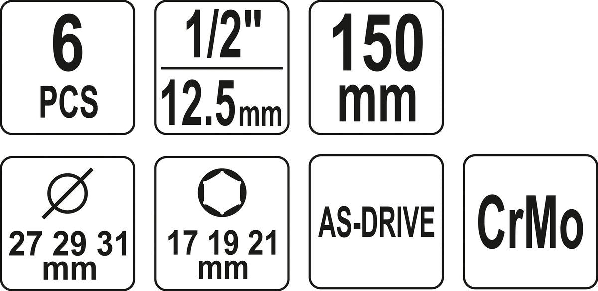 DEEP ALUMINIUM WHEEL NUT SET 1/2 6 PCS (YT-10563)