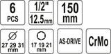 DEEP ALUMINIUM WHEEL NUT SET 1/2 6 PCS (YT-10563)