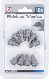 BIT SET WITH DEPTH STOP | FOR PLASTERBOARD | 6.3 MM (1/4") DRIVE | CROSS SLOT PH 2 | 10 PCS. (50408)
