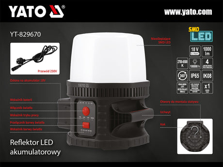 FLOODLIGHT 18V 10000LM 360° IK08 (YT-829670)