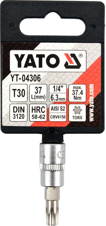 SOCKET BIT TORX 1/4" T30 L37MM (YT-04306)