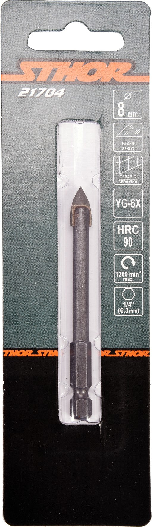 GLASS AND TILE DRILL WITH HEX SHANK 8MM (21704)