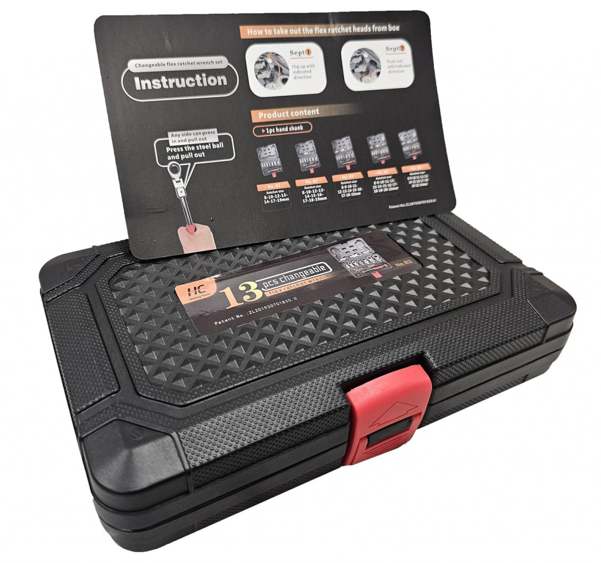SET OF INSERTED WRENCHES | SWIVEL HEAD | RATCHETING | 8 - 19 MM | 13 PCS. (RW13S)