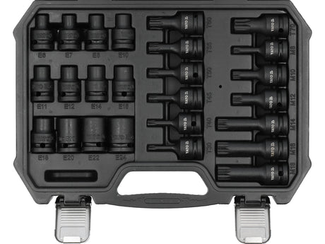 IMPACT SOCKET AND BIT SET E6-E24 / T30-T70 / M8-M18 | 1/2" | 25 PCS (YT-10572)