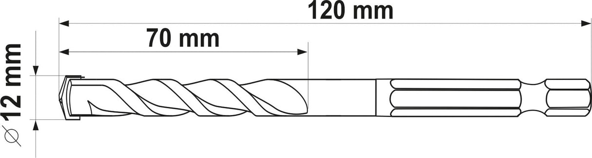 UNIVERSAL DRILL WITH HEX SHANK 12,0MM (YT-44787)