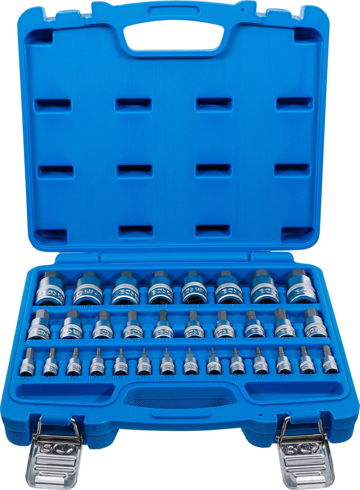 BIT SOCKET SET | 6.3 MM (1/4) / 10 MM (3/8") / 12.5 MM (1/2") DRIVE | INTERNAL HEXAGON 2 - 19 MM / 1/4 - 9/16" | METRIC AND INCH SIZES | 32 PCS. (74258)