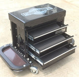 TOOL CABINET / STOOL WITH 3 DRAWERS AND FOLDABLE 2 TRAYS / SHELVES (V7031)