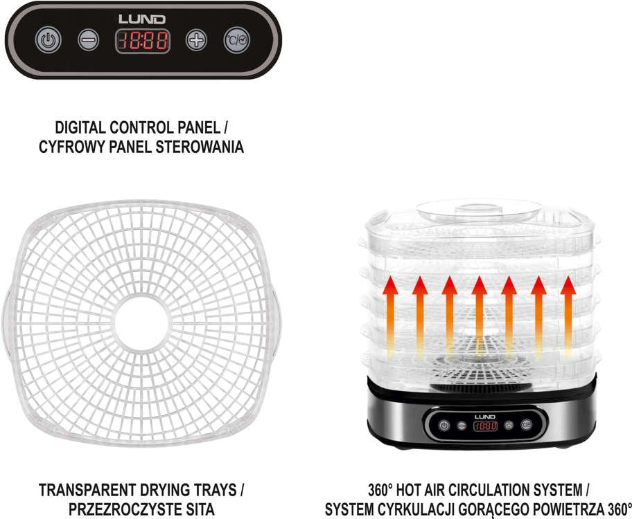 FOOD DEHYDRATOR 5 TRAYS 420-500W TIMER (68271)
