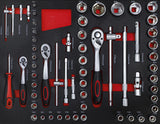 WORKSHOP TROLLEY | 6 DRAWERS | 1 SIDE DOOR | WITH 158 TOOLS (6055)