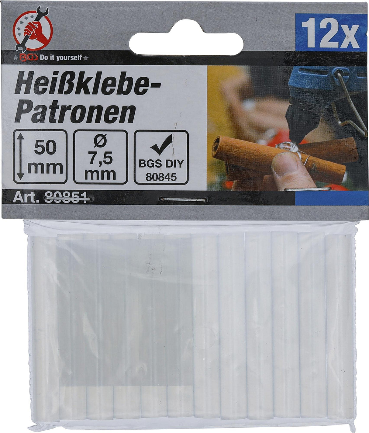 GLUE STICKS | TRANSPARENT | Ø 7.5 MM, 50 MM | 12 PCS. (80851)