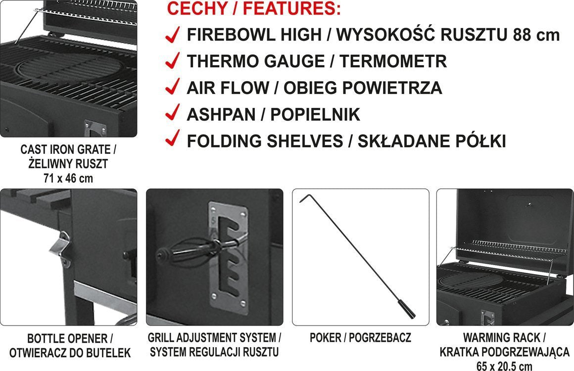 CHARCOAL GRILL XXL,CAST IRON 71X46CM (99533)