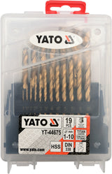 TWIST DRILL BIT SET HSS-TIN 19PCS 1-10MM (YT-44675)