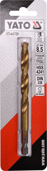 METAL DRILL WITH HEX SHANK 8,5MM TITAN (YT-44769)