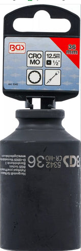 IMPACT SOCKET, 12-POINT, DEEP | 12.5 MM (1/2") DRIVE | 36 MM (5342)