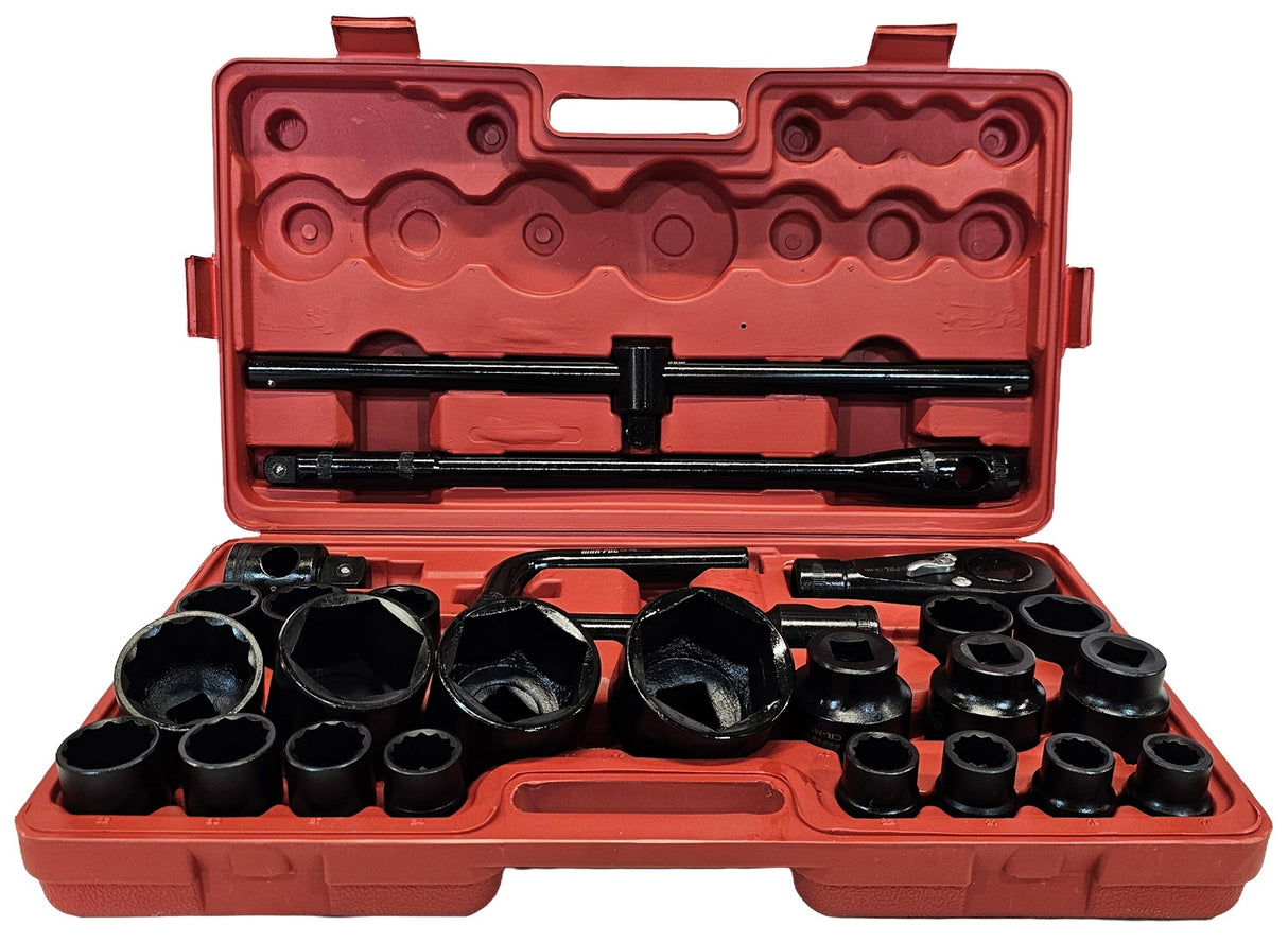 IMPACT SOCKET SET | CR-MO | 6-12 POINT MIX | 25 MM (1") | 20 MM (3/4") | 26 PCS. (H4220626)