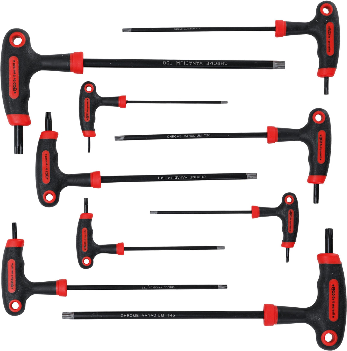 T-HANDLE L-TYPE WRENCH SET | T-STAR TAMPERPROOF (FOR TORX) | T10 - T50 | 9 PCS. (7880)