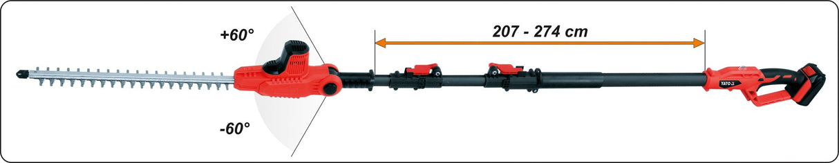 HEDGE TRIMMER 18V TELESCOPIC - 2AH (YT-82834)