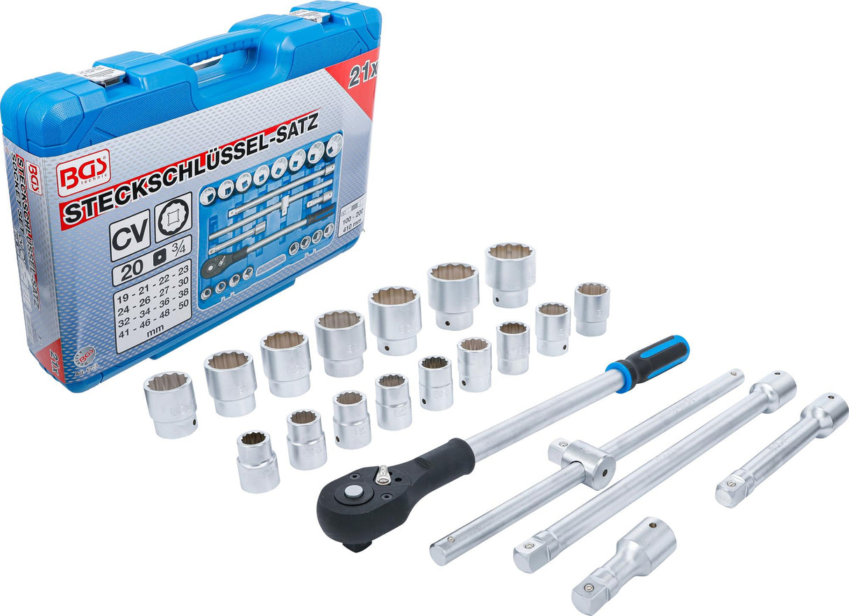 SOCKET SET 12-POINT | 20 MM (3/4") DRIVE | 21 PCS. (1223)