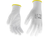 WORKING GLOVES NYLON/PU WHITE S. 10 (YT-7470)