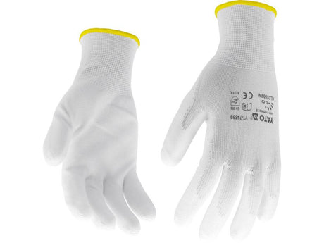 WORKING GLOVES NYLON/PU WHITE S. 10 (YT-7470)