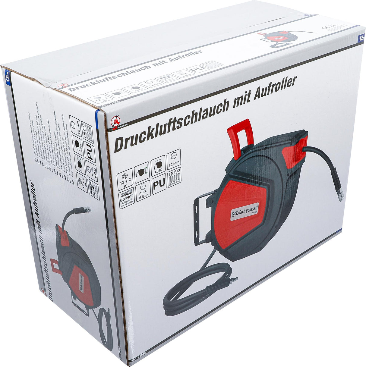 RETRACTABLE AIR HOSE REEL | AUTOMATIC | 12 M + 2 M (71048)