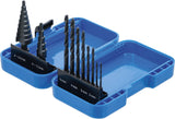 STEP DRILL AND TWIST DRILL SET | 4 - 12 / 4 - 20 MM | 2 - 5 MM | 10 PCS. (1686)