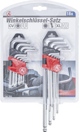 L-TYPE WRENCH SET | LONG | T-STAR (FOR TORX) T10 - T50 / INTERNAL HEXAGON 1.5 - 10 MM | 18 PCS. (822)