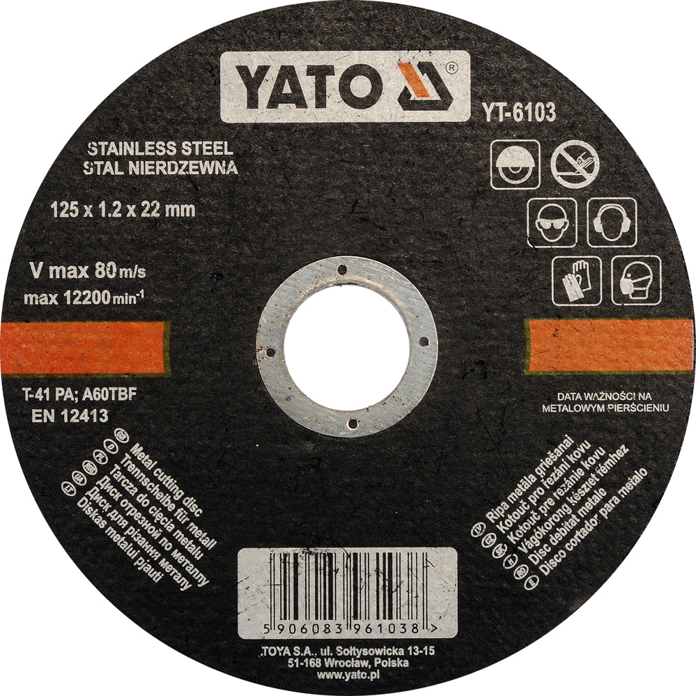 INOX CUTTING DISC 125X1.2X22MM (YT-6103)