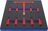 TOOL TRAY 2/3: VDE BIT SOCKET SET | 10 MM (3/8") / 12.5 MM (1/2") DRIVE | INTERNAL HEXAGON 4 - 10 MM | 10 PCS. (70216)