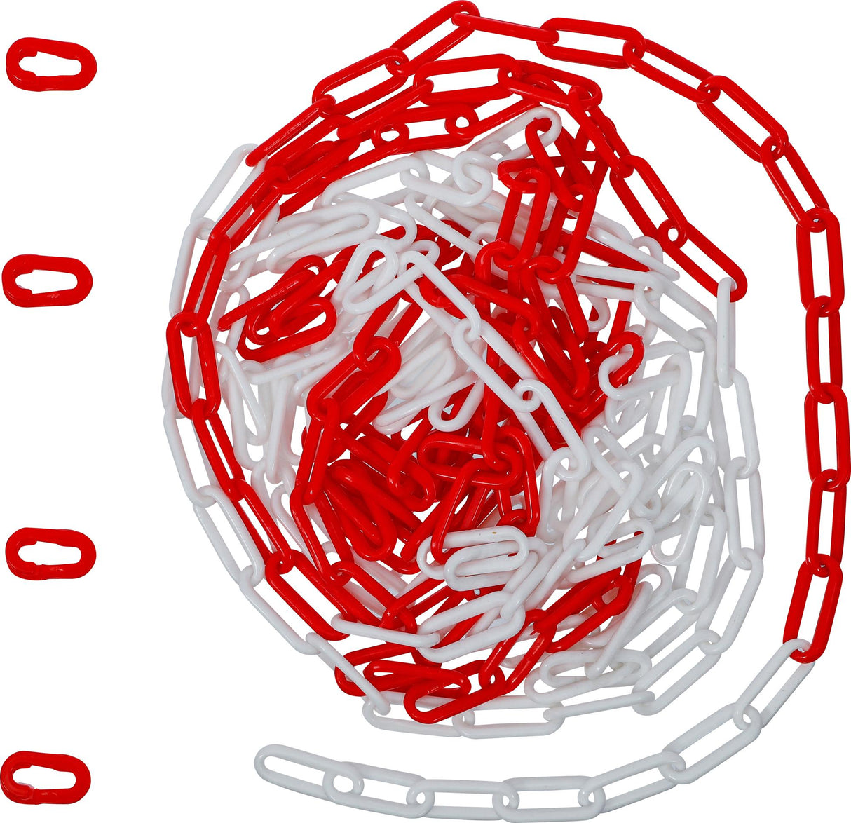 BARRIER CHAIN | RED / WHITE | 4 SNAP HOOKS | PLASTIC | 7.5 M (80816)