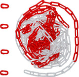 BARRIER CHAIN | RED / WHITE | 4 SNAP HOOKS | PLASTIC | 7.5 M (80816)