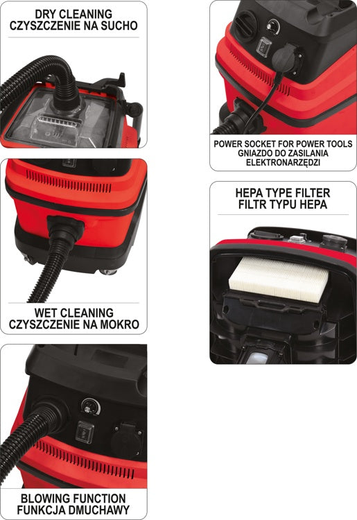 VACUUM CLEANER FOR WORKSHOPS 30L 1600W (YT-85715)
