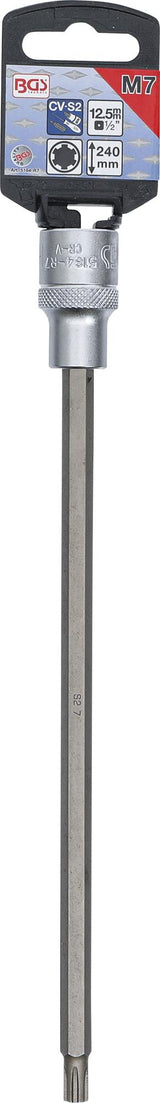 BIT SOCKET | LENGTH 240 MM | 12.5 MM (1/2") DRIVE | SPLINE (FOR RIBE) | M7 (5184-R7)