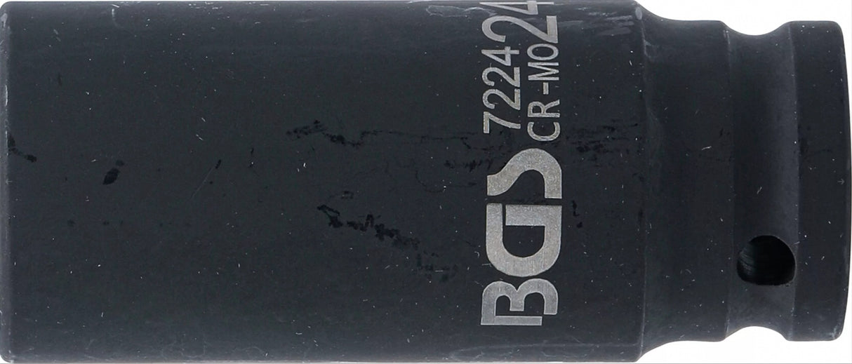 IMPACT SOCKET HEXAGON, DEEP | 12.5 MM (1/2") DRIVE | 24 MM (7224)