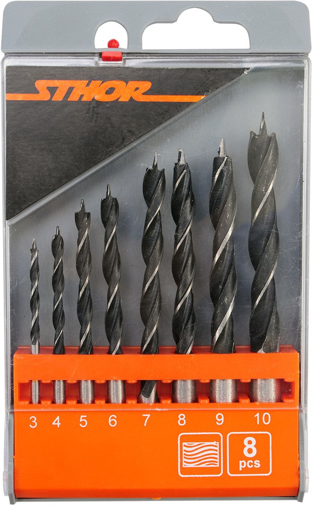 WOOD DRILL SET 3-10MM /8PCS,PLASTIC CASE (22381)